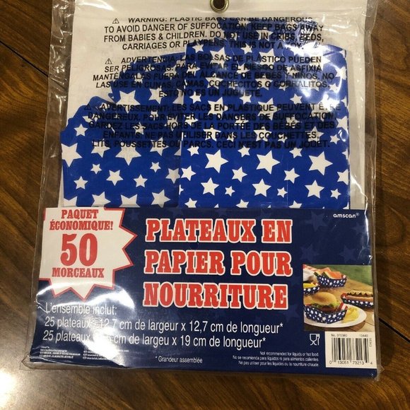 4th of July AMERICAN PRIDE PAPER FOOD TRAYS (50pc) - Picture 3 of 3